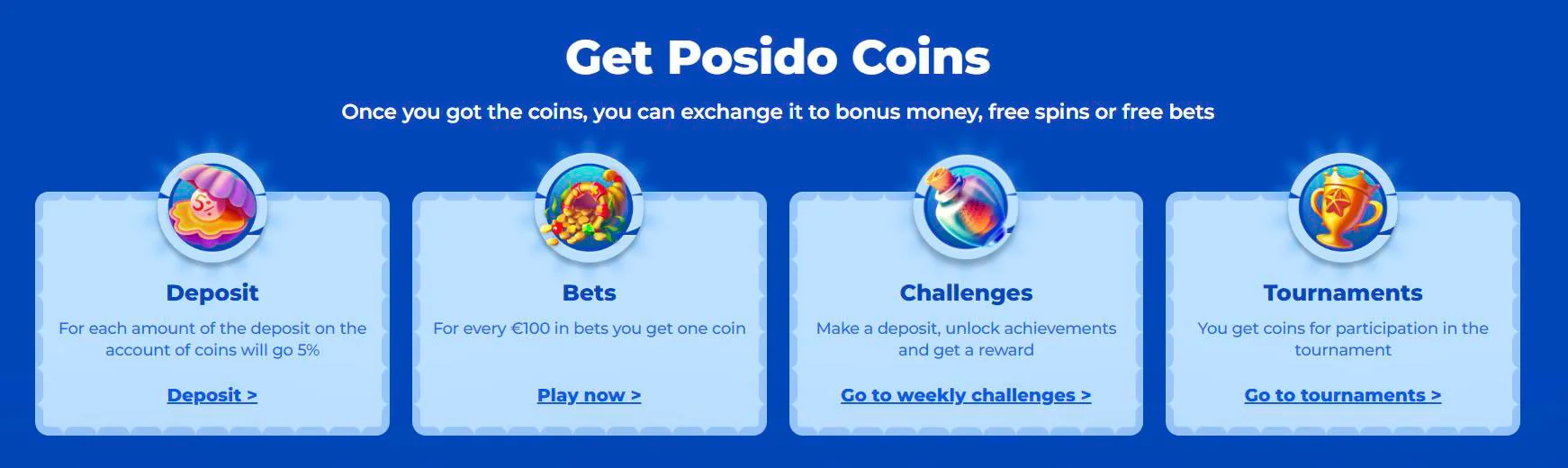 Obter moedas do cassino posido