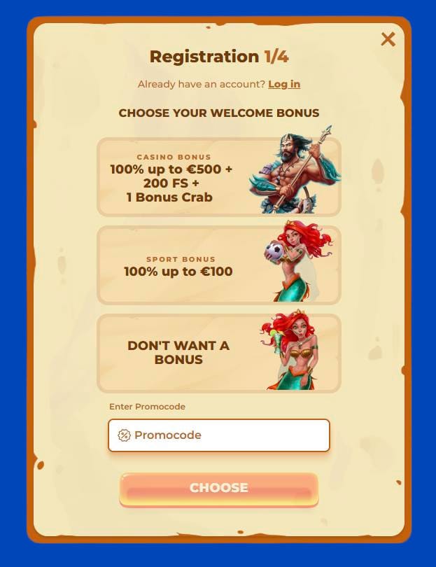 1 step sign up posido casino